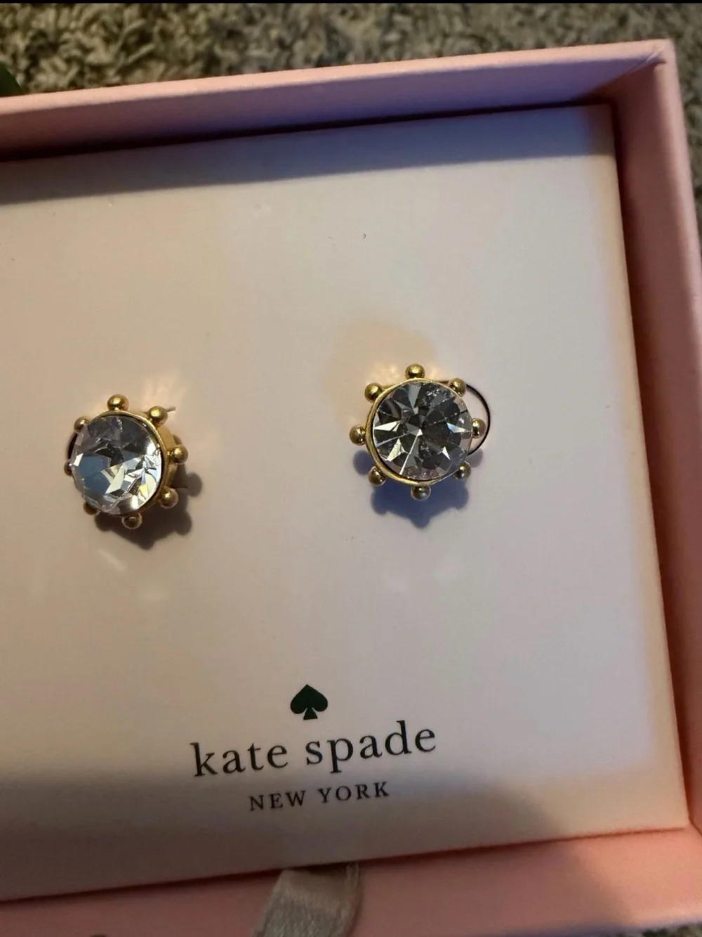 kate spade Gold-Tone Clear Crystal Stud Earrings - Picture 3 of 3